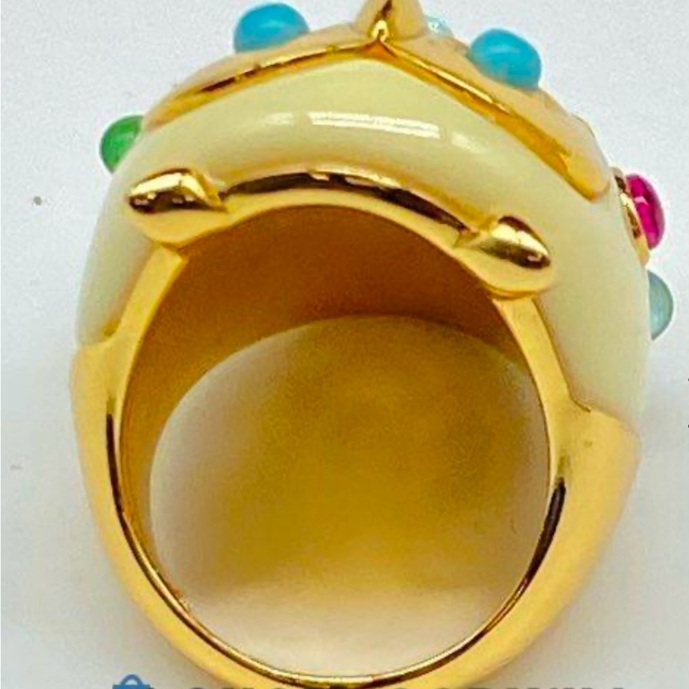 kate spade Gold and Cream Owl Ring with Multicolor Gem Accents - Picture 3 of 9